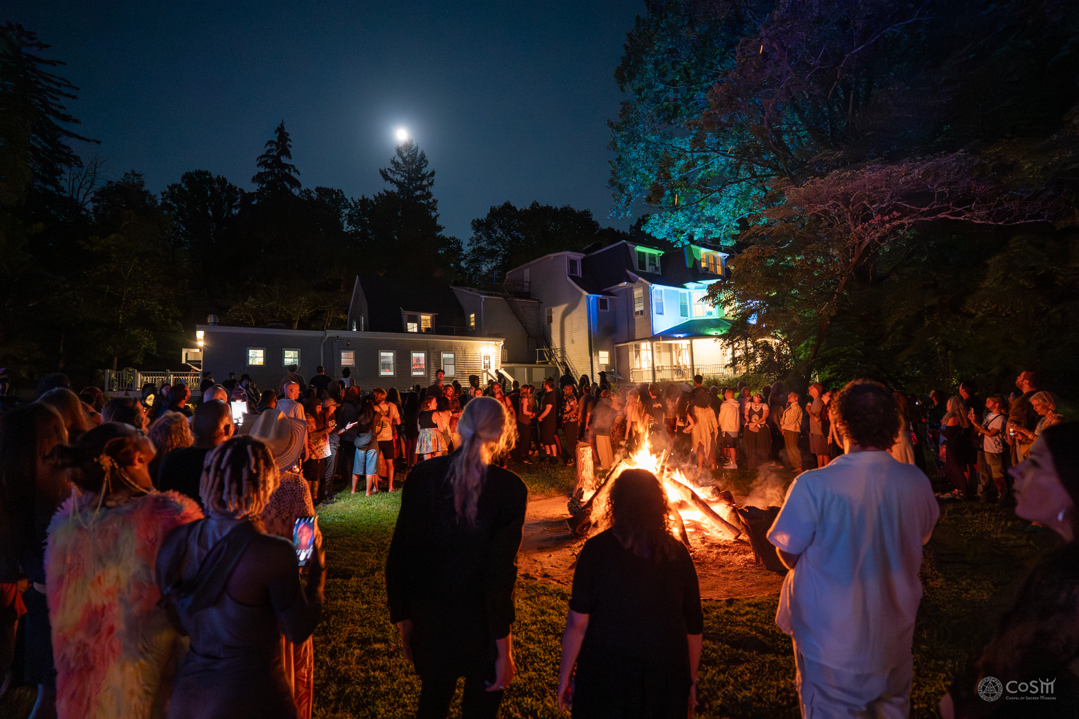 full moon gathering bonfire
